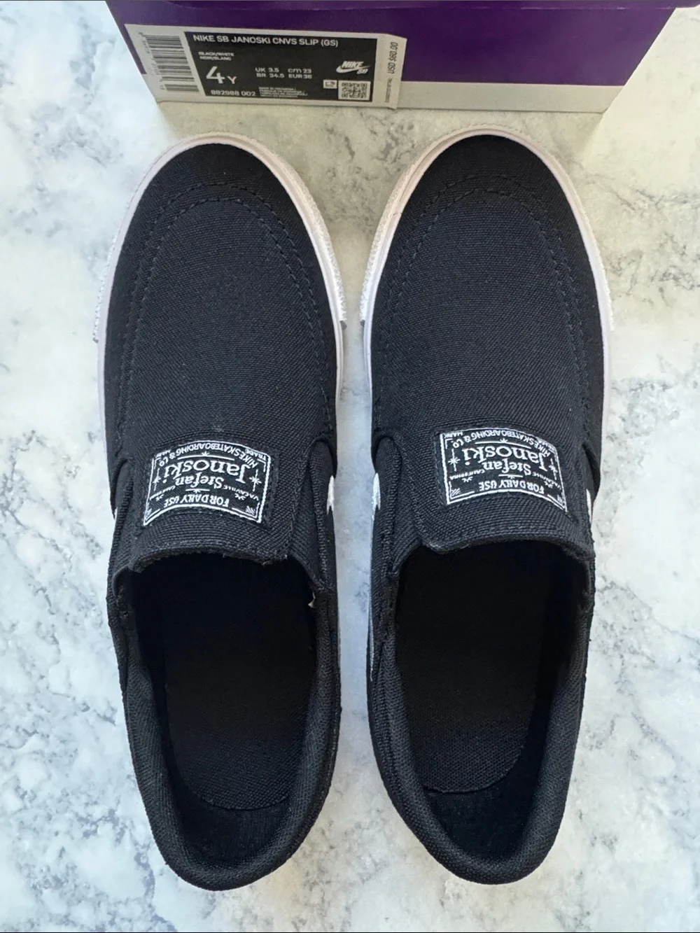 New NIKE SB Stefan Janoski Skateboard Kids Youth Slip-On Sneakers Shoes Black